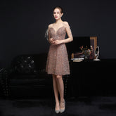 Short Dress With Iridescent Sequins